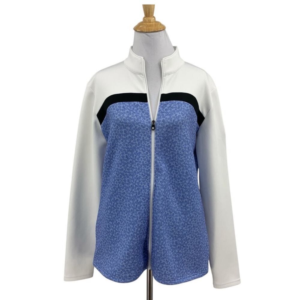 FootJoy Jacket Womens M Medium White Bluejay Full Zip Lightweight Performance FJ